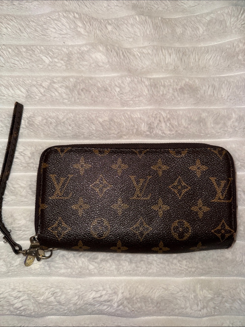 Monogram Canvas Brown Zip-Around Wristlet